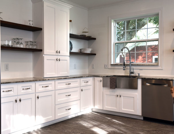 Kitchen - open shelving makes it easy to find dishes