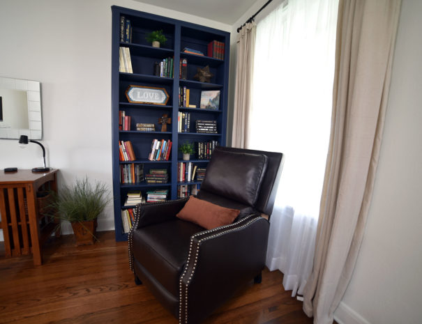 Desk, book & knitting nook in living room