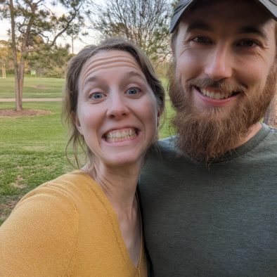 Siblings Emmelyn and Nick outdoors in Texas forest glamping retreat